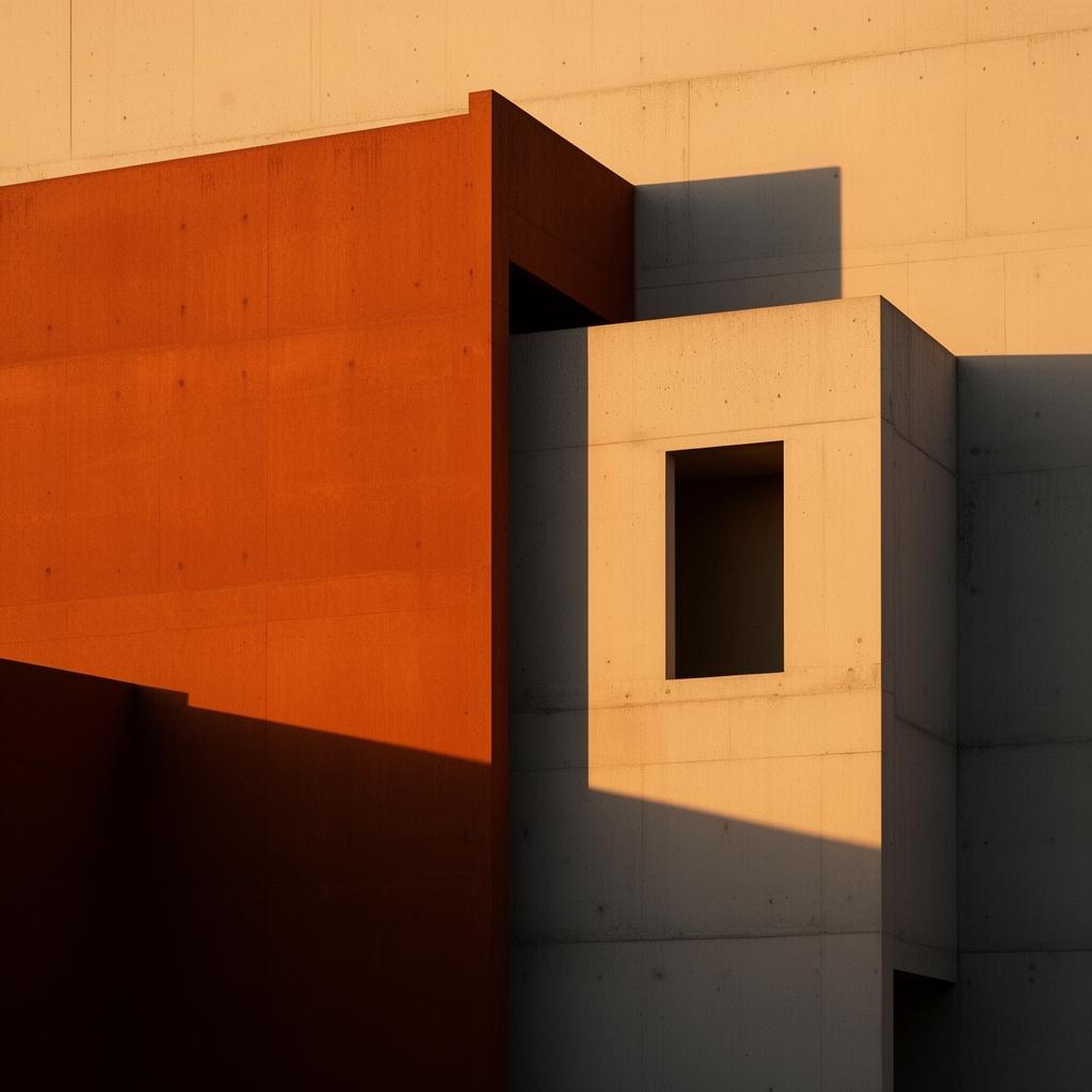 A sculptural concrete facade in warm light, the kind of considered structure we build for our clients.